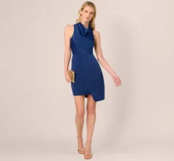 Adrianna Papell Wedding Guest Dresses|Ap Exclusives*Satin Sleeveless Asymmetric Dress With Draped Neckline In
