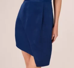 Adrianna Papell Wedding Guest Dresses|Ap Exclusives*Satin Sleeveless Asymmetric Dress With Draped Neckline In