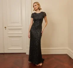 Adrianna Papell Wedding Guest Dresses|Formal Dresses*Scoop Back Sequin Gown In