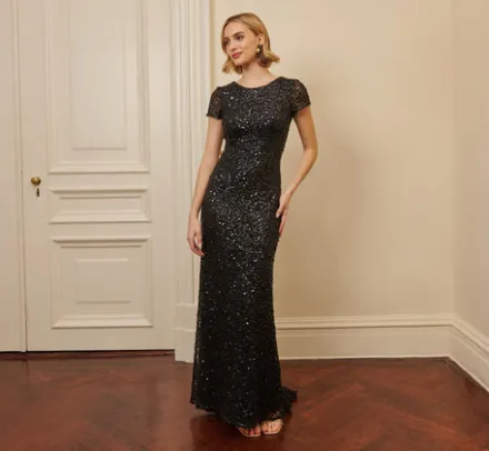 Adrianna Papell Wedding Guest Dresses|Formal Dresses*Scoop Back Sequin Gown In