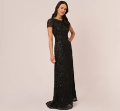 Adrianna Papell Wedding Guest Dresses|Formal Dresses*Scoop Back Sequin Gown In