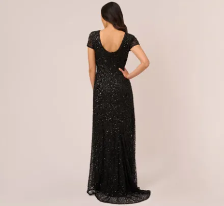 Adrianna Papell Wedding Guest Dresses|Formal Dresses*Scoop Back Sequin Gown In