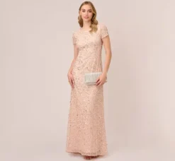 Adrianna Papell Wedding Guest Dresses|Formal Dresses*Scoop Back Sequin Gown In