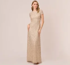 Adrianna Papell Wedding Guest Dresses|Formal Dresses*Scoop Back Sequin Gown In