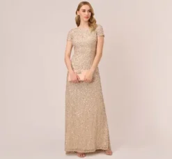 Adrianna Papell Wedding Guest Dresses|Formal Dresses*Scoop Back Sequin Gown In