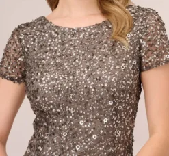 Adrianna Papell Wedding Guest Dresses|Formal Dresses*Scoop Back Sequin Gown In