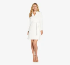 Adrianna Papell Day Dresses|Little White Dresses*Sequin Collar Tuxedo Dress In