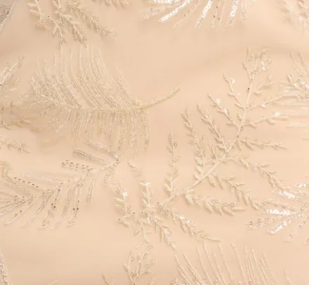 Adrianna Papell Wedding Guest Dresses|Petite-Friendly*Sequined And Embroidered Midi-Length Sheath Cocktail Dress With Feather Trim In