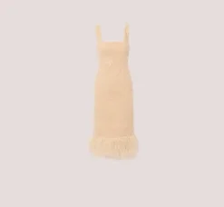 Adrianna Papell Wedding Guest Dresses|Petite-Friendly*Sequined And Embroidered Midi-Length Sheath Cocktail Dress With Feather Trim In