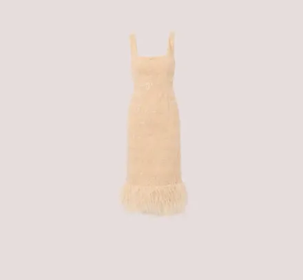 Adrianna Papell Wedding Guest Dresses|Petite-Friendly*Sequined And Embroidered Midi-Length Sheath Cocktail Dress With Feather Trim In