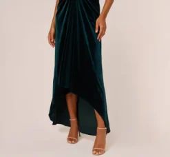 Adrianna Papell Wedding Guest Dresses|Formal Dresses*Shirred Velvet Gown With Elbow-Length Sleeves In