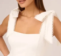 Adrianna Papell Day Dresses|Little White Dresses*Short Bubble Dress With Bow Tie Straps In