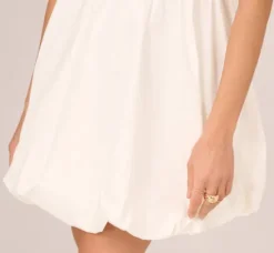 Adrianna Papell Day Dresses|Little White Dresses*Short Bubble Dress With Bow Tie Straps In