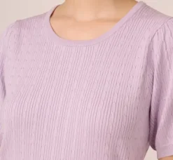 Adrianna Papell Tops & Blouses|Sweaters*Short Sleeve Cable Knit Sweater With Crew Neckline In Orchid Petal