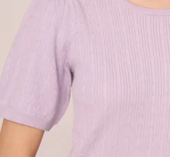 Adrianna Papell Tops & Blouses|Sweaters*Short Sleeve Cable Knit Sweater With Crew Neckline In Orchid Petal