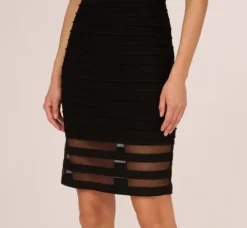 Adrianna Papell Wedding Guest Dresses|Day Dresses*Short Sleeve Pintucked Lace Dress With V Neckline In