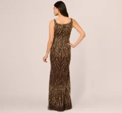 Adrianna Papell Wedding Guest Dresses|Formal Dresses*Sleeveless Beaded Mermaid Gown With Square Neckline In