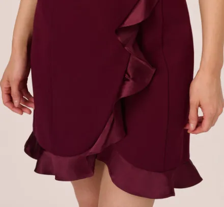 Adrianna Papell Wedding Guest Dresses|Day Dresses*Sleeveless Crepe Tuxedo Dress With Charmeuse Accents In