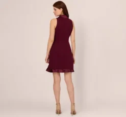 Adrianna Papell Wedding Guest Dresses|Day Dresses*Sleeveless Crepe Tuxedo Dress With Charmeuse Accents In