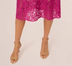 Adrianna Papell Wedding Guest Dresses|Day Dresses*Sleeveless Lace Fit And Flare Dress With Sheer Details In