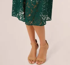 Adrianna Papell Wedding Guest Dresses|Day Dresses*Sleeveless Lace Fit And Flare Dress With Sheer Details In