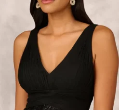 Adrianna Papell Wedding Guest Dresses|Petite-Friendly*Sleeveless Midi Dress With 3D Embroidered Skirt In
