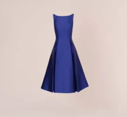 Adrianna Papell Wedding Guest Dresses|Petite-Friendly*Sleeveless Mikado Fit And Flare Midi Dress With V-Back In