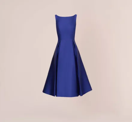 Adrianna Papell Wedding Guest Dresses|Petite-Friendly*Sleeveless Mikado Fit And Flare Midi Dress With V-Back In