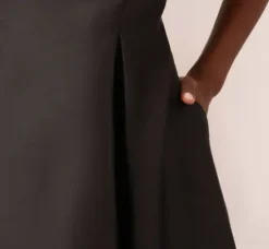 Adrianna Papell Wedding Guest Dresses|Petite-Friendly*Sleeveless Mikado Fit And Flare Midi Dress With V-Back In