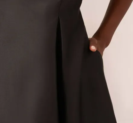 Adrianna Papell Wedding Guest Dresses|Petite-Friendly*Sleeveless Mikado Fit And Flare Midi Dress With V-Back In