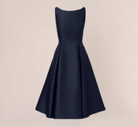 Adrianna Papell Wedding Guest Dresses|Petite-Friendly*Sleeveless Mikado Fit And Flare Midi Dress With V-Back In