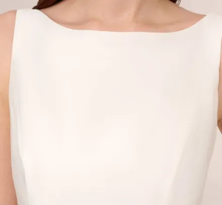 Adrianna Papell Petite-Friendly|Little White Dresses*Sleeveless Mikado Fit And Flare Midi Dress With V-Back In