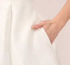 Adrianna Papell Petite-Friendly|Little White Dresses*Sleeveless Mikado Fit And Flare Midi Dress With V-Back In
