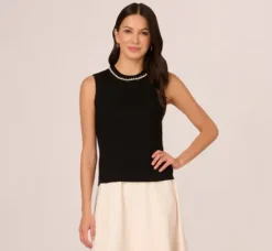 Adrianna Papell Tops & Blouses|Sweaters*Sleeveless Pearl Neck Sweater In