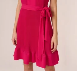 Adrianna Papell Wedding Guest Dresses|Day Dresses*Sleeveless Pleated Dress With Self Tie Waist In Hot Pink