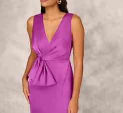 Adrianna Papell Wedding Guest Dresses|Formal Dresses*Sleeveless Satin Crepe Column Gown With Bow Waist In Wild Orchid