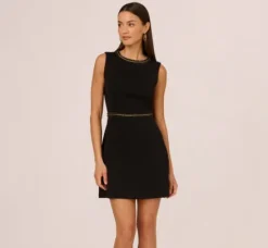 Adrianna Papell Wedding Guest Dresses|Day Dresses*Sleeveless Scuba A Line Dress With Tweet Accents In