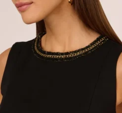 Adrianna Papell Wedding Guest Dresses|Day Dresses*Sleeveless Scuba A Line Dress With Tweet Accents In