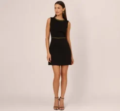 Adrianna Papell Wedding Guest Dresses|Day Dresses*Sleeveless Scuba A Line Dress With Tweet Accents In