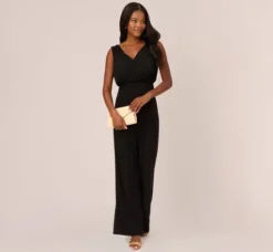 Adrianna Papell Jumpsuits|Ap Exclusives*Sleeveless Smocked Jumpsuit With V-Neckline In