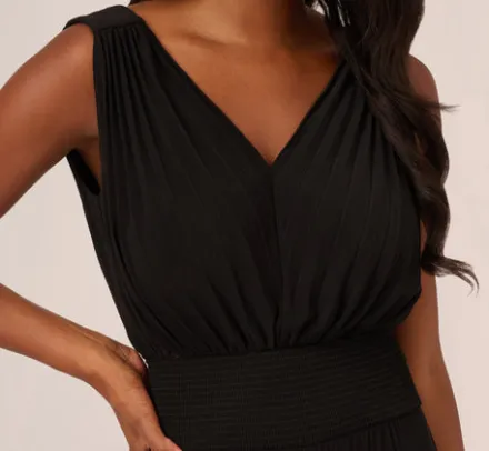 Adrianna Papell Jumpsuits|Ap Exclusives*Sleeveless Smocked Jumpsuit With V-Neckline In