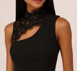 Adrianna Papell Jumpsuits*Sleeveless Wide Leg Jumpsuit With Lace Neckline In