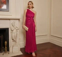 Adrianna Papell Wedding Guest Dresses|Formal Dresses*Stardust Pleated Draped One Shoulder Gown In