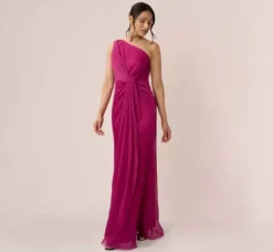 Adrianna Papell Wedding Guest Dresses|Formal Dresses*Stardust Pleated Draped One Shoulder Gown In
