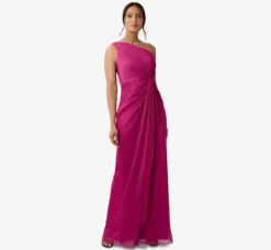 Adrianna Papell Wedding Guest Dresses|Formal Dresses*Stardust Pleated Draped One Shoulder Gown In