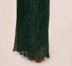 Adrianna Papell Wedding Guest Dresses|Formal Dresses*Stardust Pleated Draped One Shoulder Gown In Green Pine