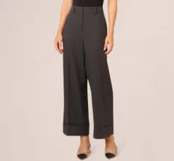 Adrianna Papell Pants & Skirts|Co-Ord Sets*Straight Leg Cuffed Pant With Elastic Back In Heather Steel