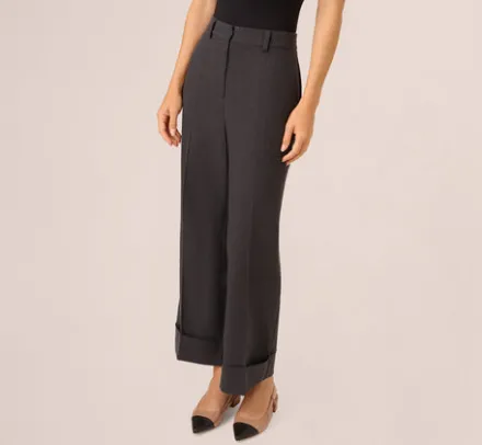 Adrianna Papell Pants & Skirts|Co-Ord Sets*Straight Leg Cuffed Pant With Elastic Back In Heather Steel