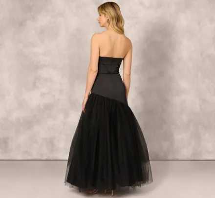 Adrianna Papell Wedding Guest Dresses|Formal Dresses*Strapless Mikado Ball Gown With Mesh Skirt In