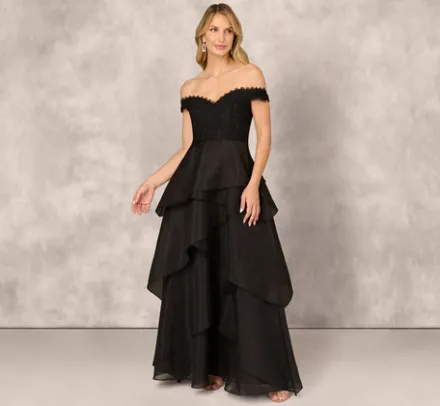 Adrianna Papell Wedding Guest Dresses|Formal Dresses*Strapless Organza Ball Gown With Off The Shoulder Neckline In